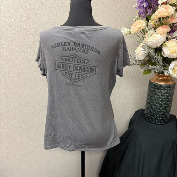 Harley Davidson Gray Pink Graphic Tee XL Women’s Biker Motorcycle T-Shirt - Picture 3 of 8